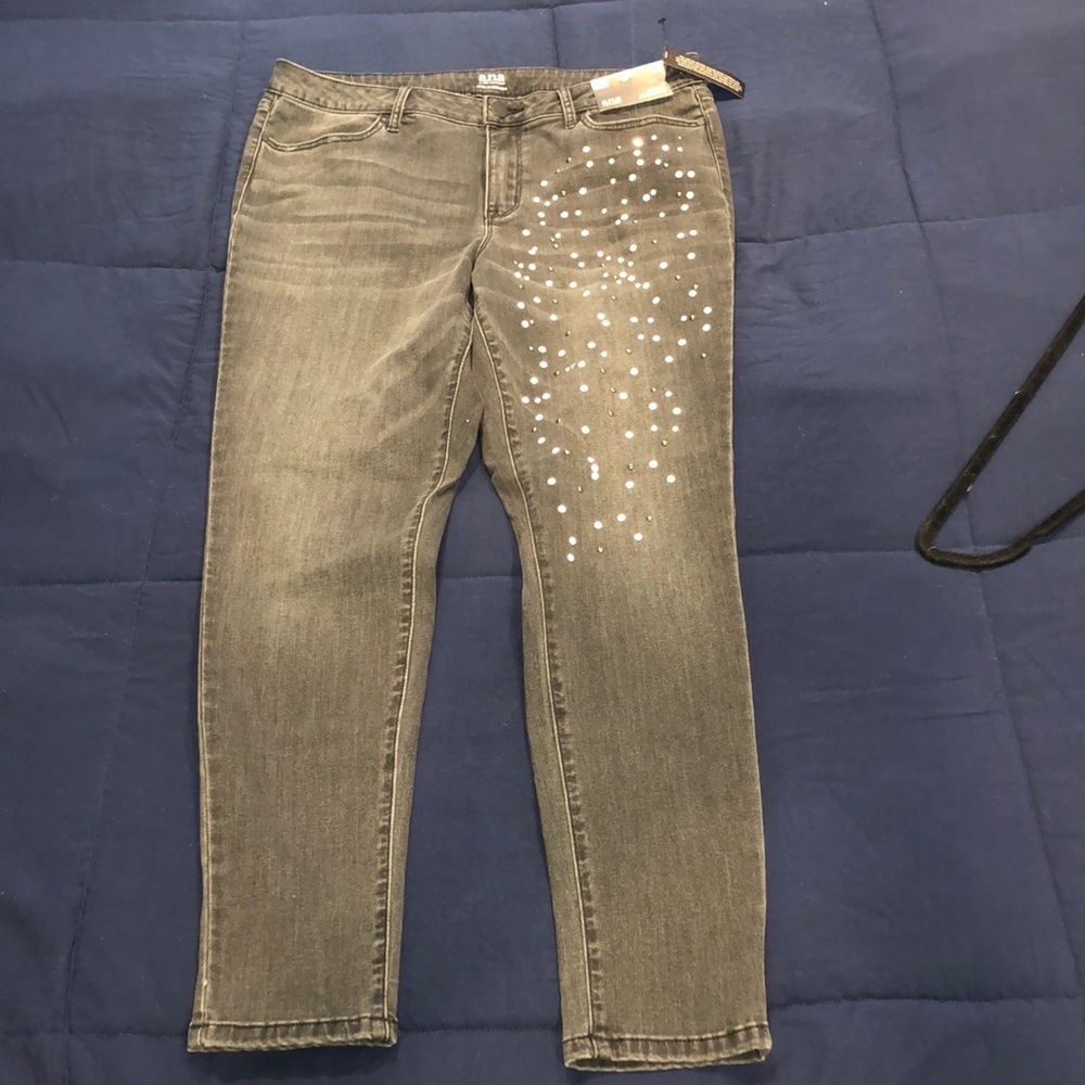 Pearl and rhinestone studded jeggings